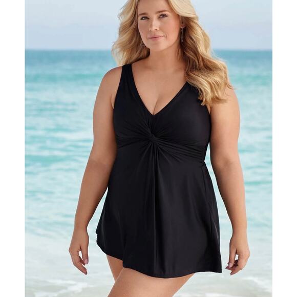 MiracleSuit Marasis Plus Size Swim Dress in Black size 24w New With Tags‎ - Picture 1 of 10